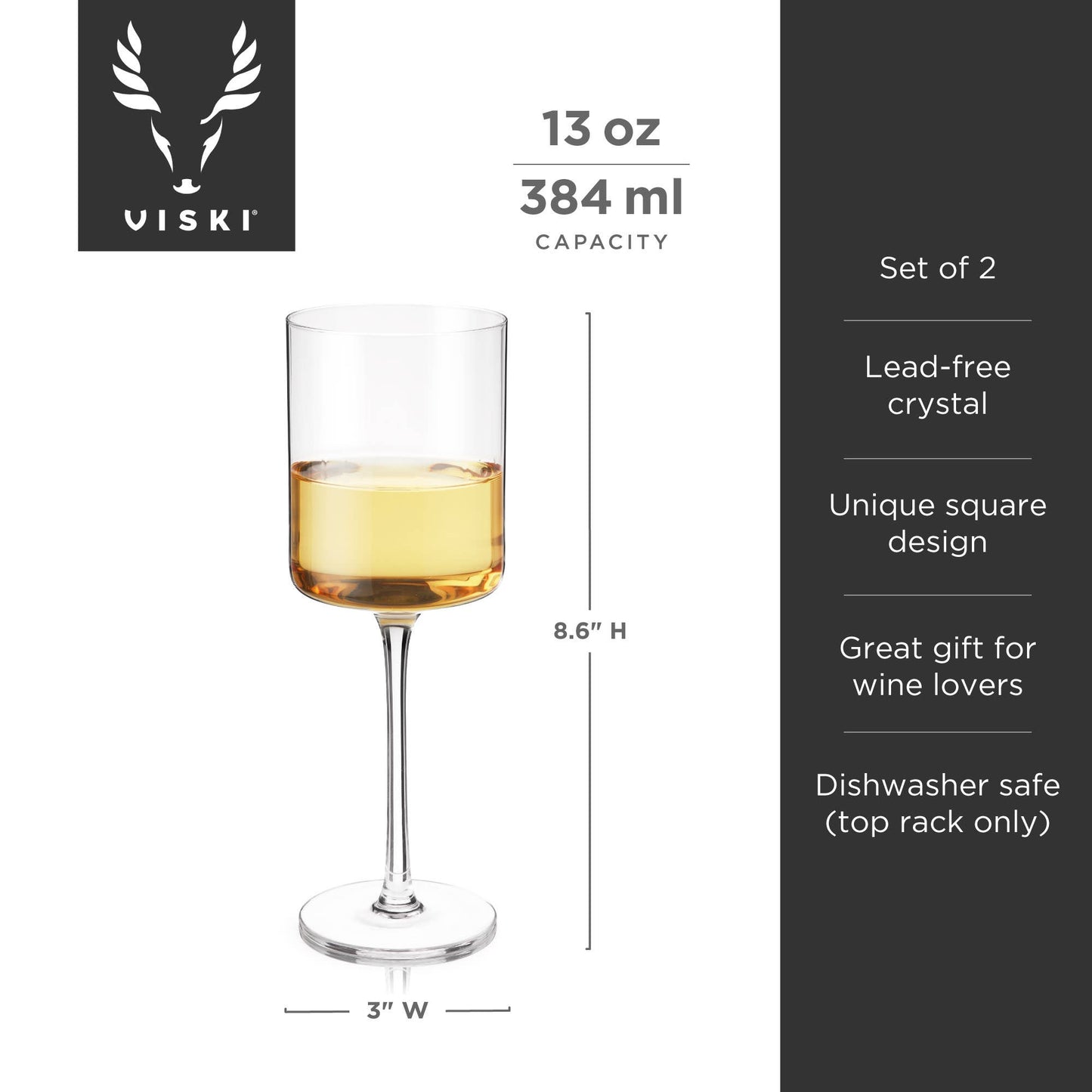 Laurel Crystal White Wine Glasses: Set of 2