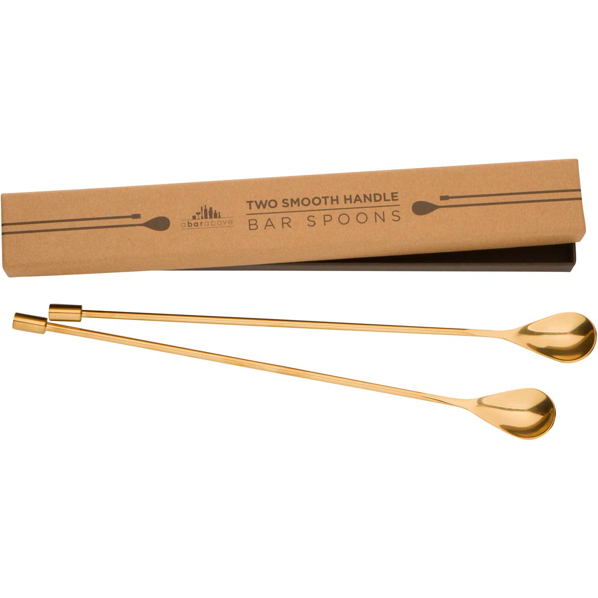 Bar Spoons Gold: Set of 2 (1 Spiral & 1 Smooth Handle)