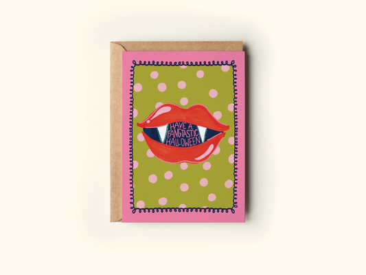 Have a Fang-Tastic Punny Lips Halloween Greeting Card