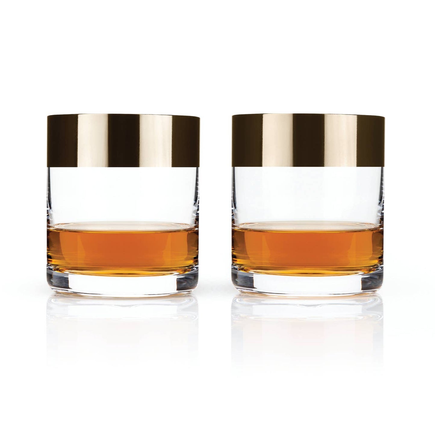 Irving™ Bronze-Rimmed Crystal Lowball Tumblers: Set of 2