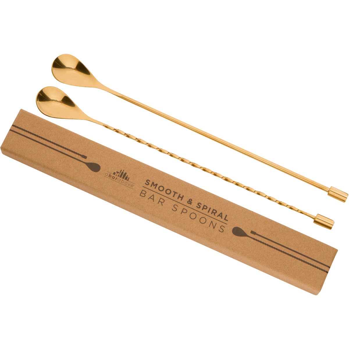 Bar Spoons Gold (Combo Set of 2, 1 Spiral & 1 Smooth Handle)