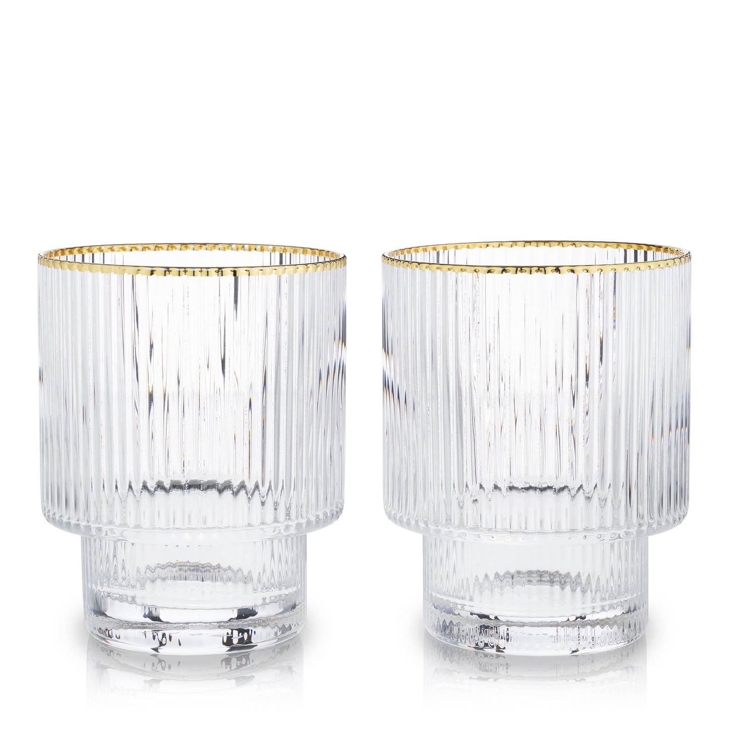 Deco Meridian Gold-Rimmed Crystal Tumblers: Set of 2