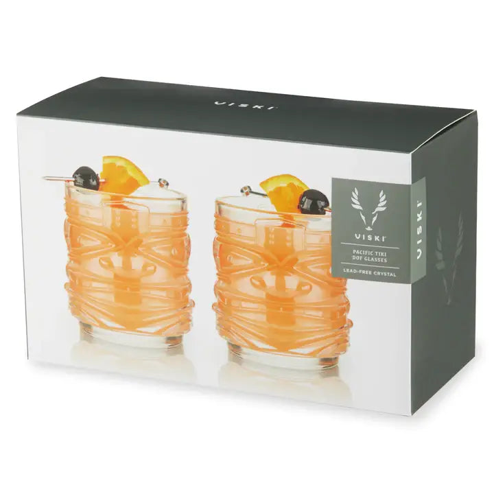 Pacific™ Stackable Crystal Tiki Cocktail Glasses: Set of 2