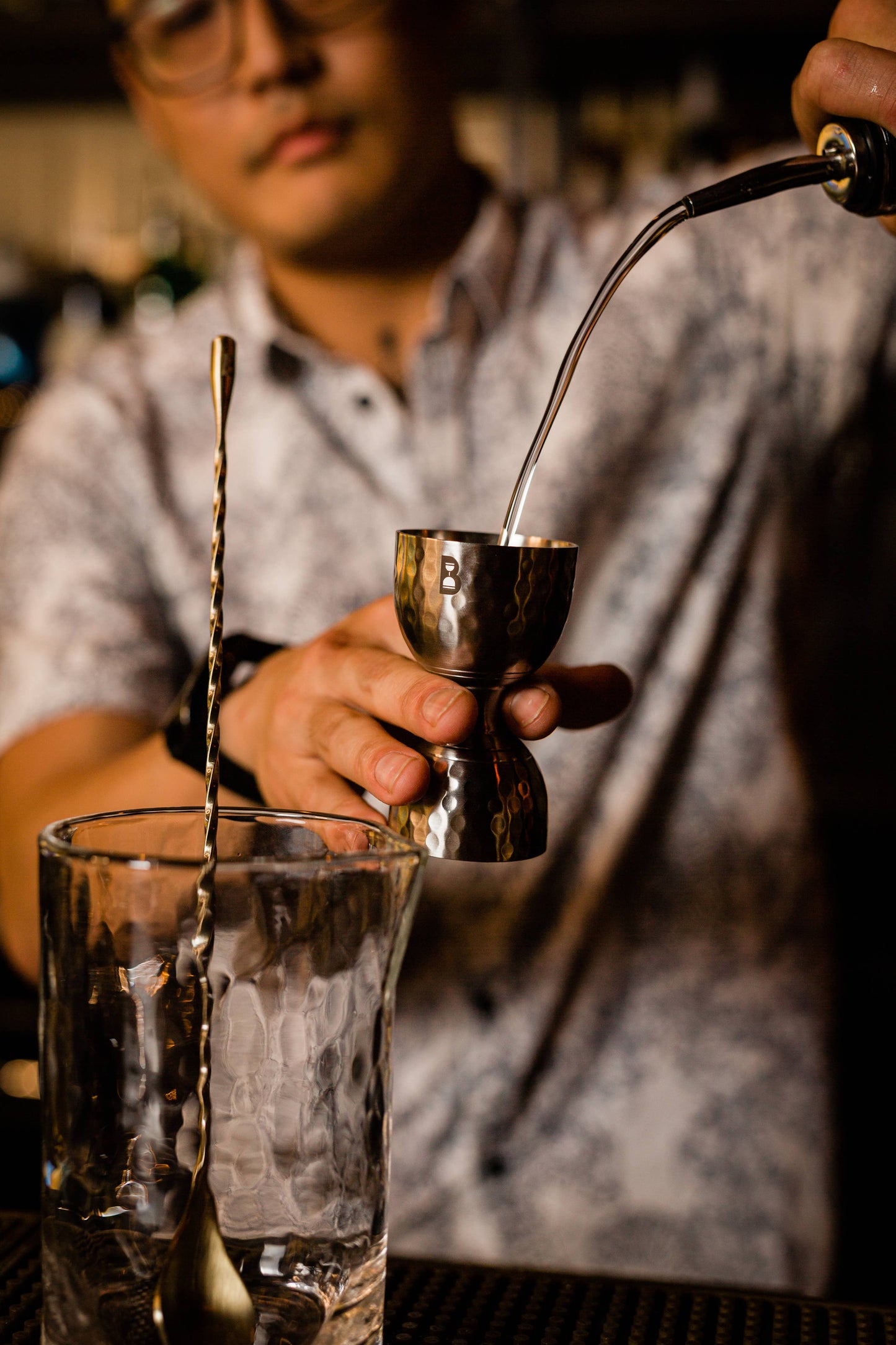 Hammered Brass Bell Jigger