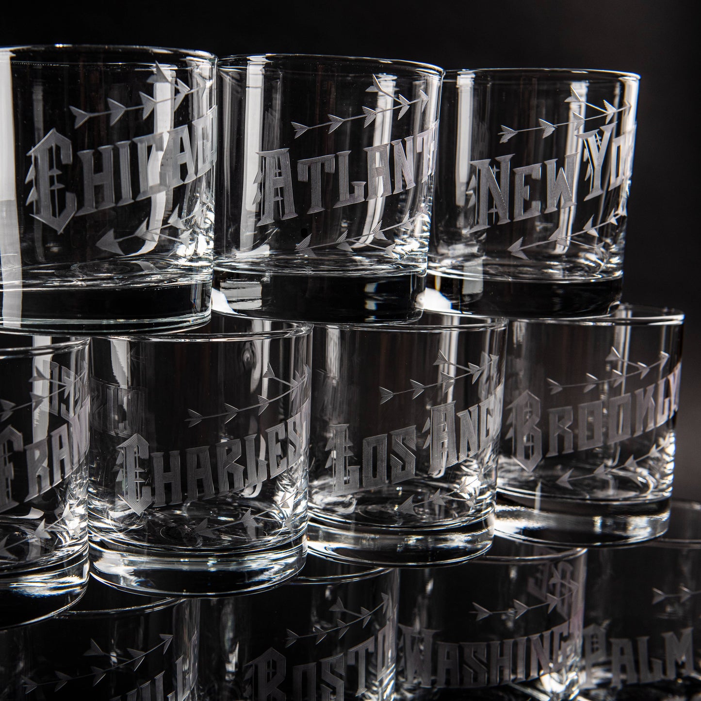 Claremont Hand Engraved Glasses: Set of 2