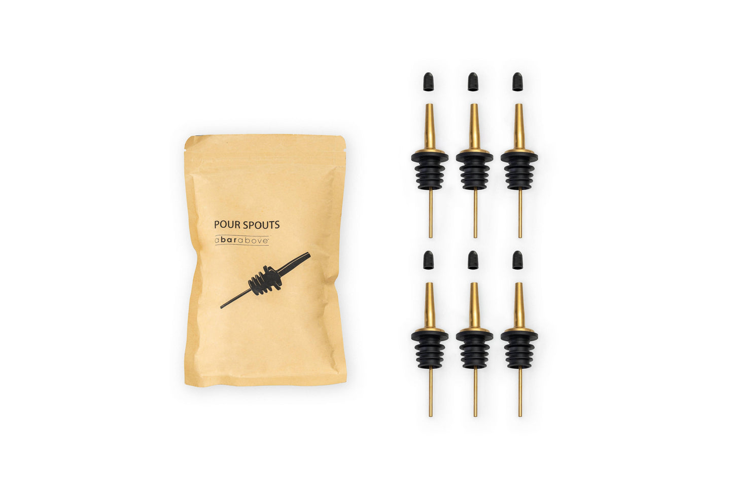 Pour Spouts - Set of 6 Bottle Pourers. Gold