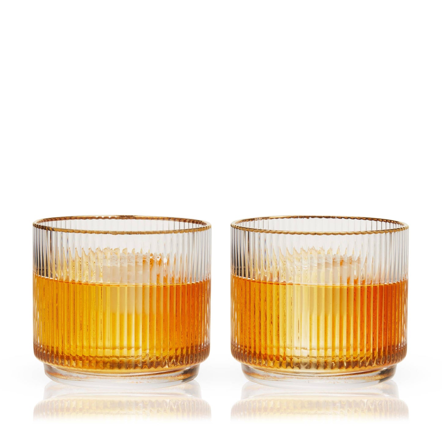 Meridian Crystal Gold Rimmed Lowball Tumblers: Set of 2