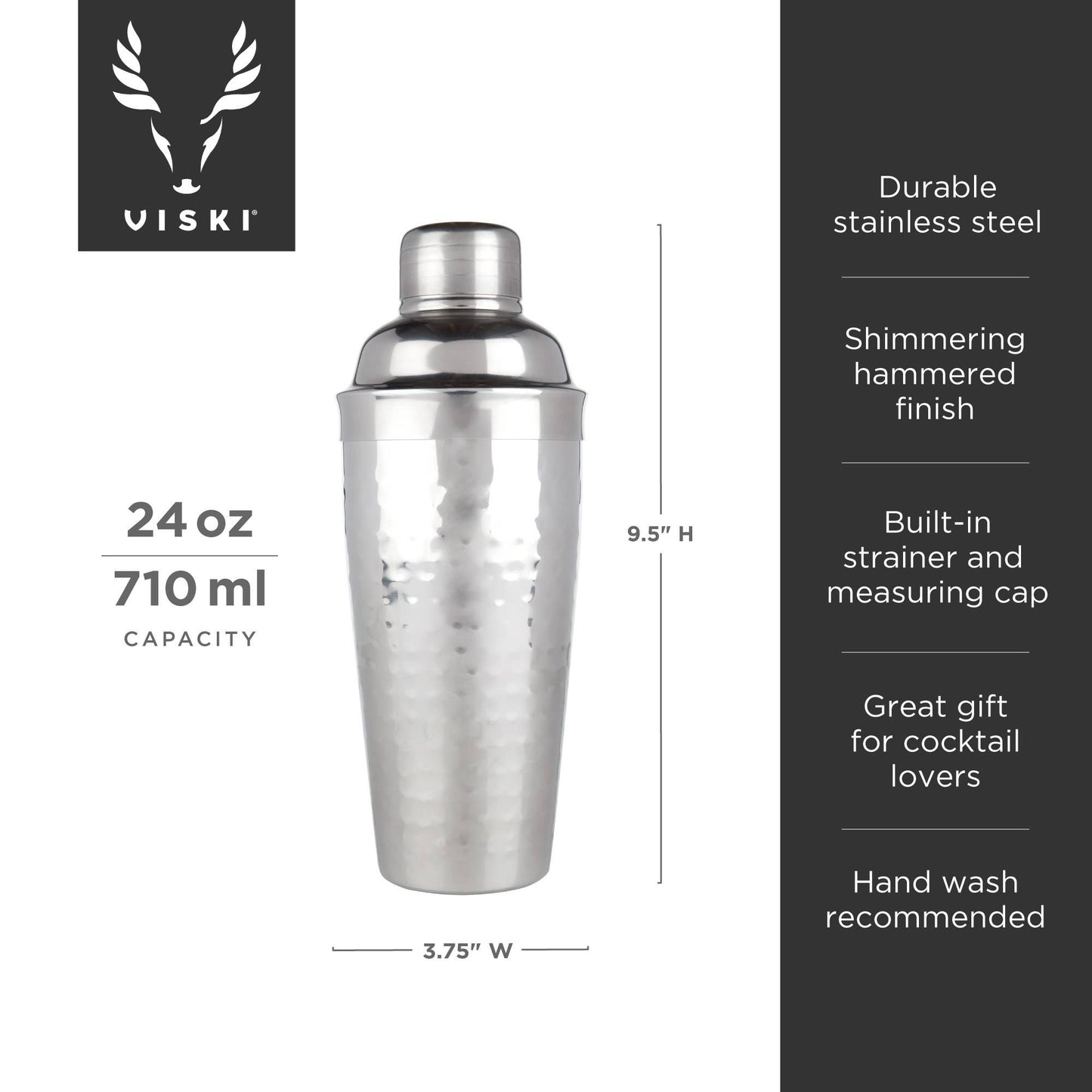 Irving™ Hammered Stainless Steel Cocktail Shaker