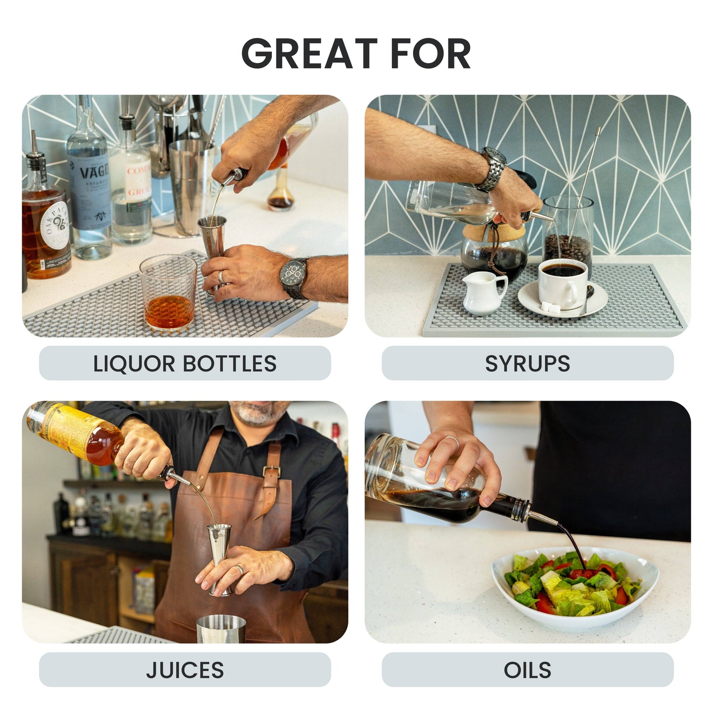 Pour Spouts - Set of 6 Bottle Pourers. Gold
