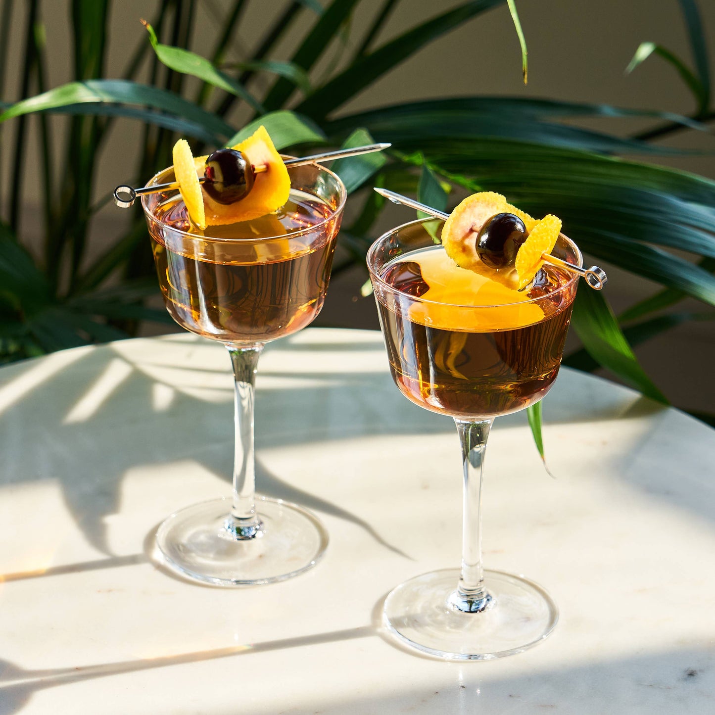 Raye™ Angled Crystal Nick & Nora Glasses: Set of 2