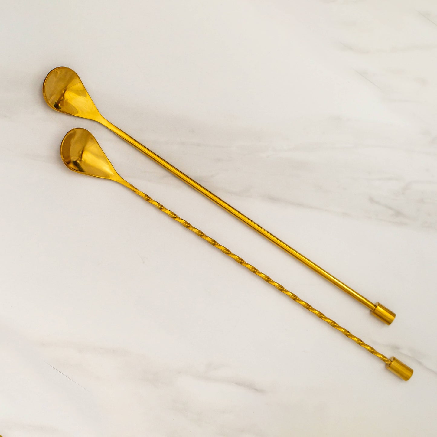 Bar Spoons Gold (Combo Set of 2, 1 Spiral & 1 Smooth Handle)
