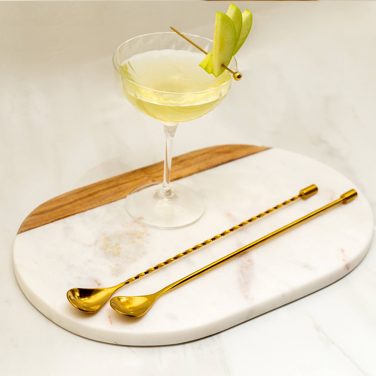 Bar Spoons Gold (Combo Set of 2, 1 Spiral & 1 Smooth Handle)