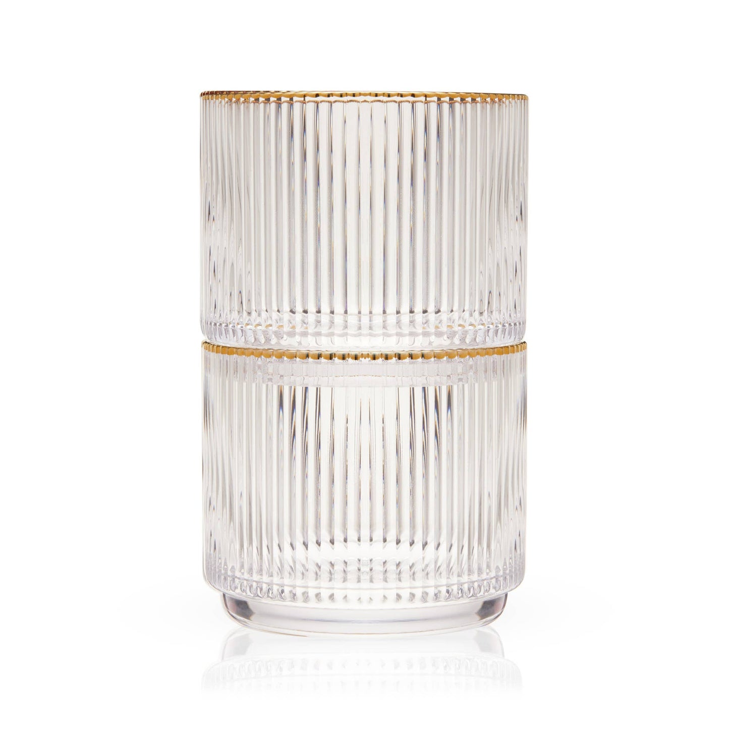 Meridian Crystal Gold Rimmed Lowball Tumblers: Set of 2