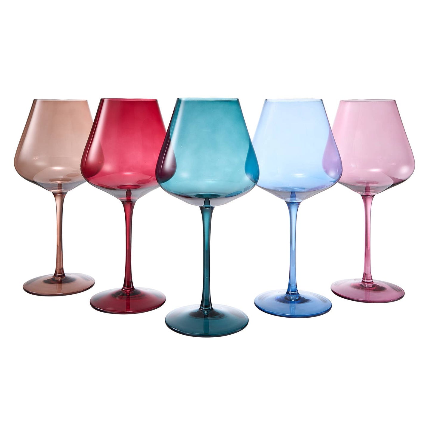 The May Flowers Colored Round Wine Glasses: Set of 5