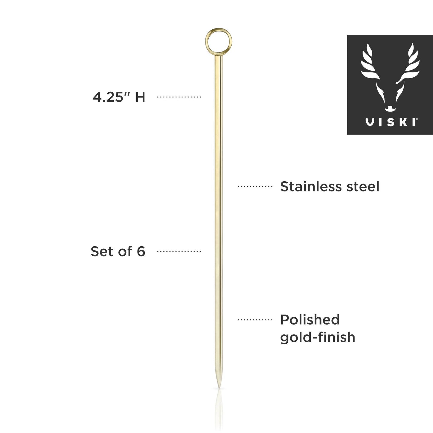 Belmont™ Reusable Gold-Plated Cocktail Picks: Set of 6