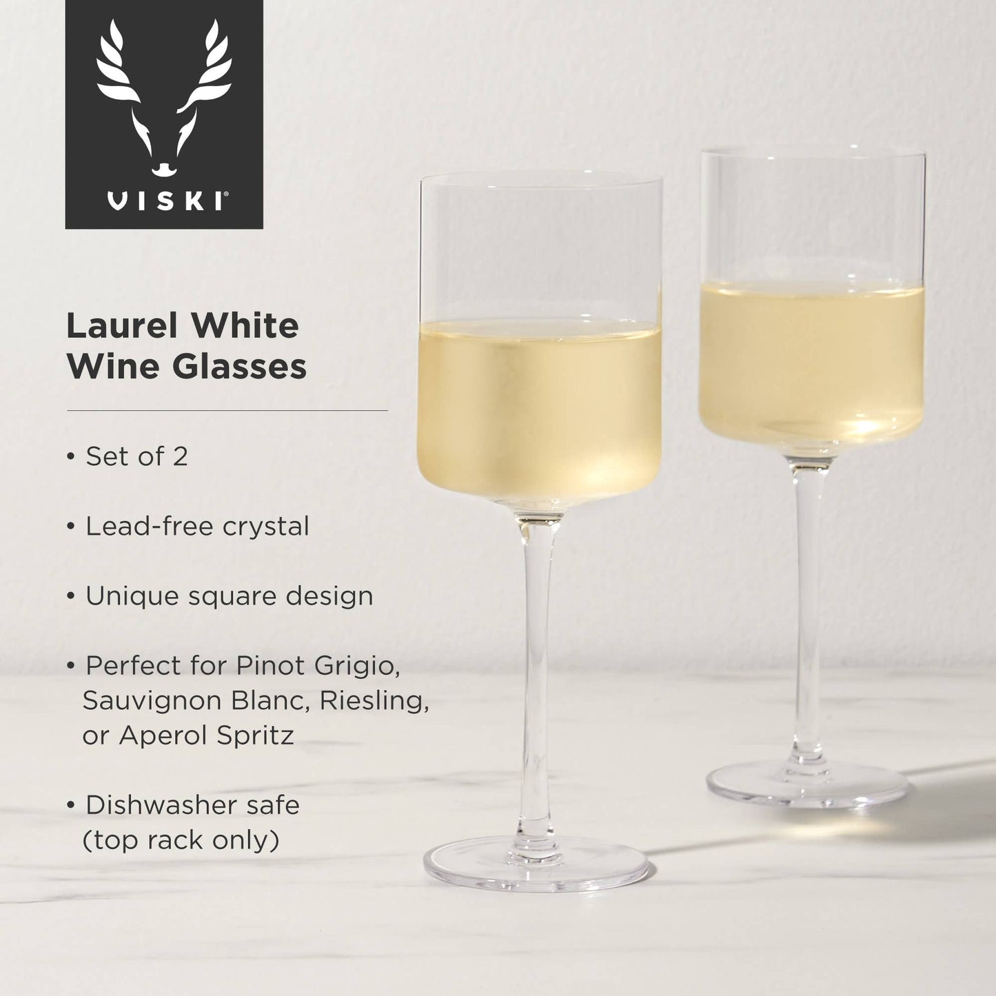 Laurel Crystal White Wine Glasses: Set of 2
