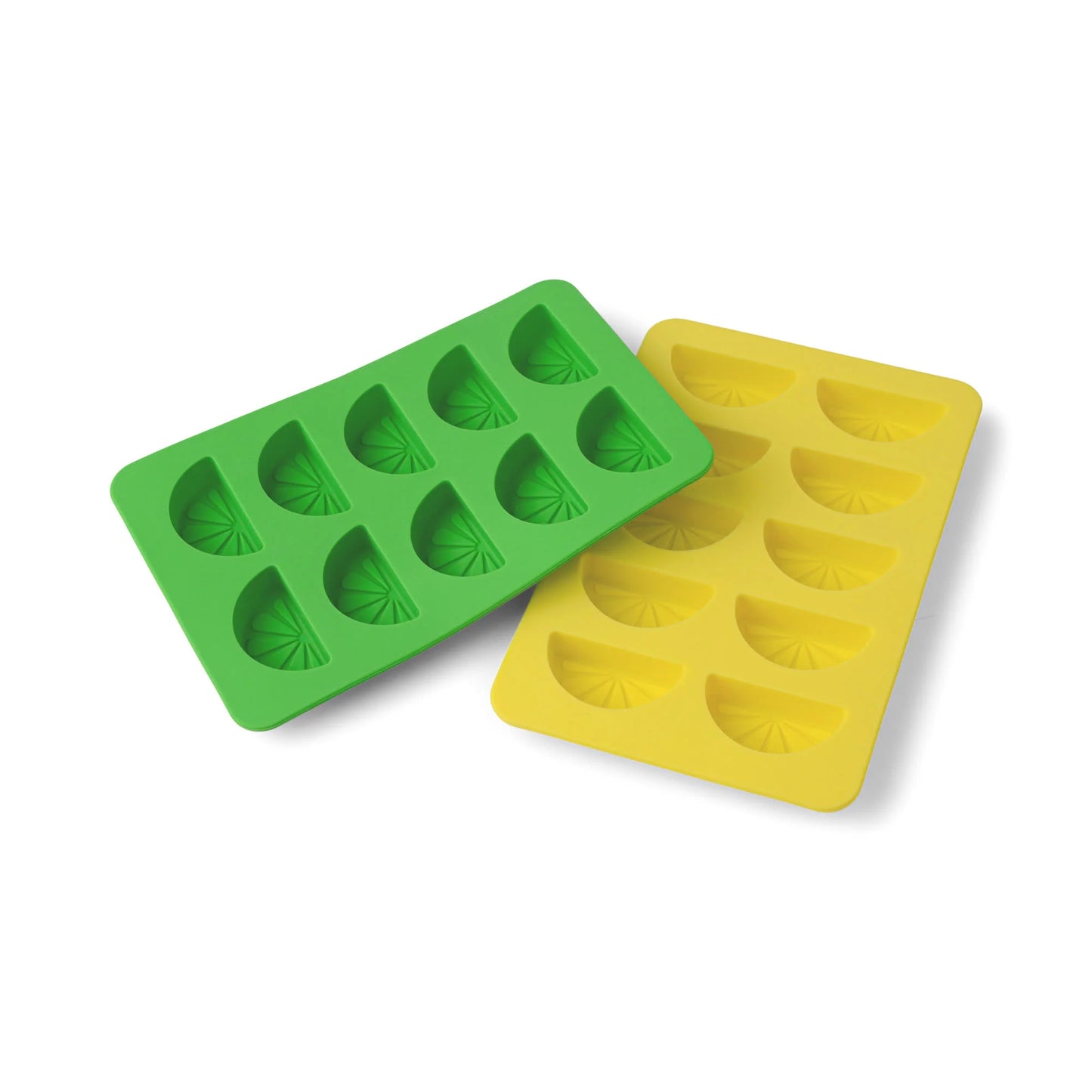 The Dotty Citrus Wedge Green & Yellow Ice Trays: Set of 2
