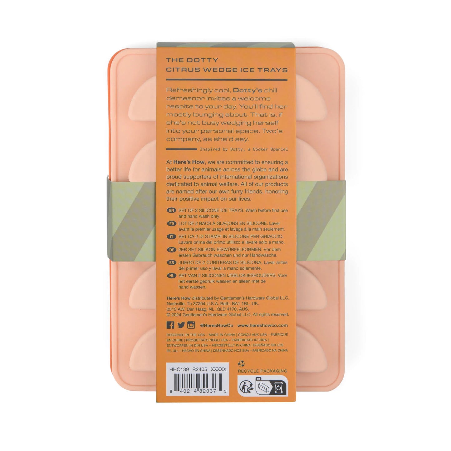 The Dotty Citrus Wedge Orange & Blush Pink Ice Trays: Set of 2