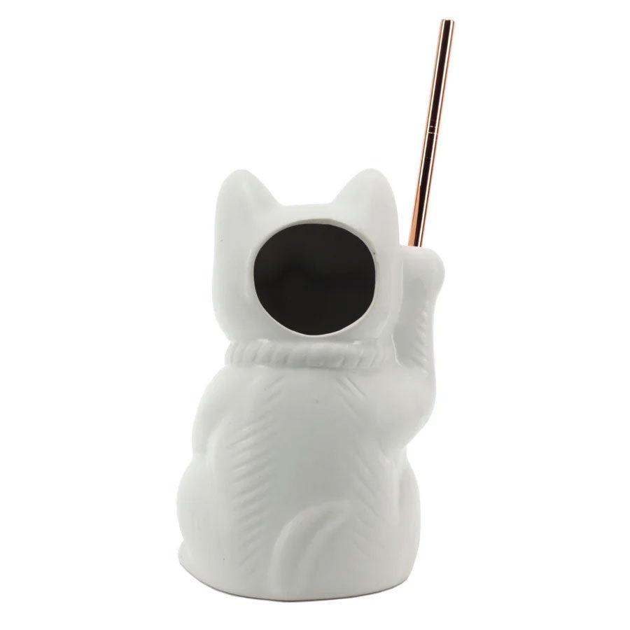 White Neko Cat Tiki Mug