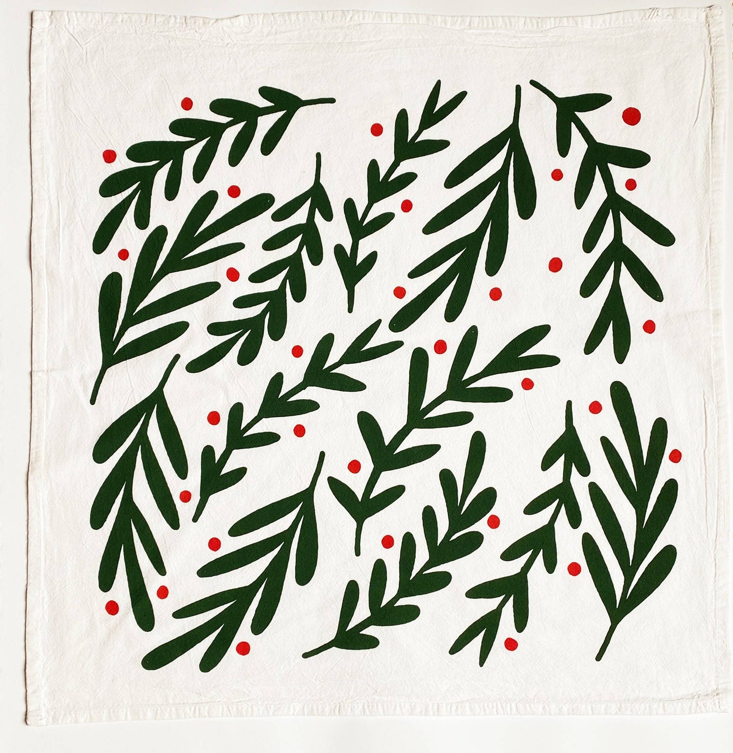 Winter Botanic Toss Boho Christmas Tea Towel