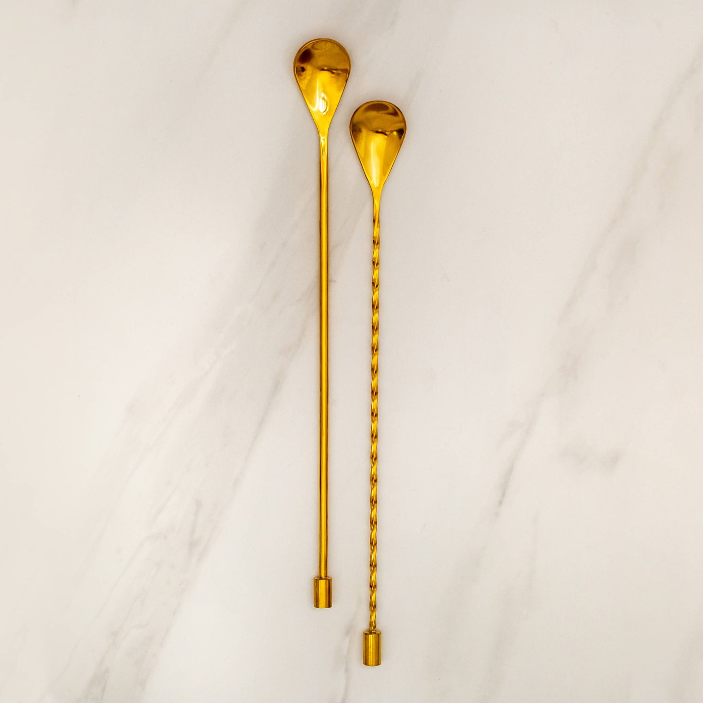 Bar Spoons Gold (Combo Set of 2, 1 Spiral & 1 Smooth Handle)