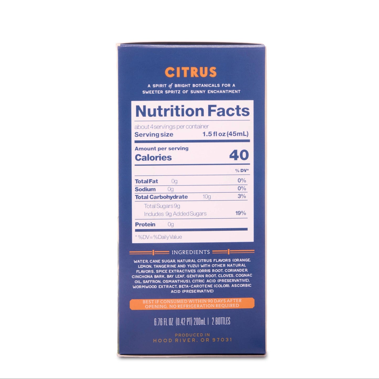 Nutrition facts label on a blue background