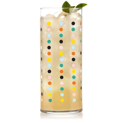 Libbey Vintage Flower Power Dots Tumbler, 16 oz, Set of 4