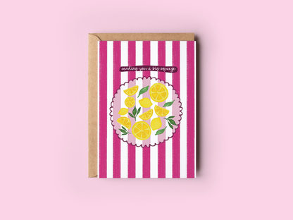 Sending You A Squeeze Lemon Fruit Striped Greeting Card