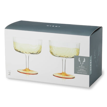 Deco Gatsby Gold-Plated Glass Coupes: Set of 2