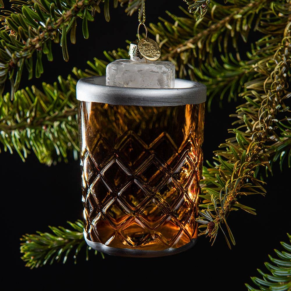 Whiskey On the Rocks Cocktail Christmas Ornament