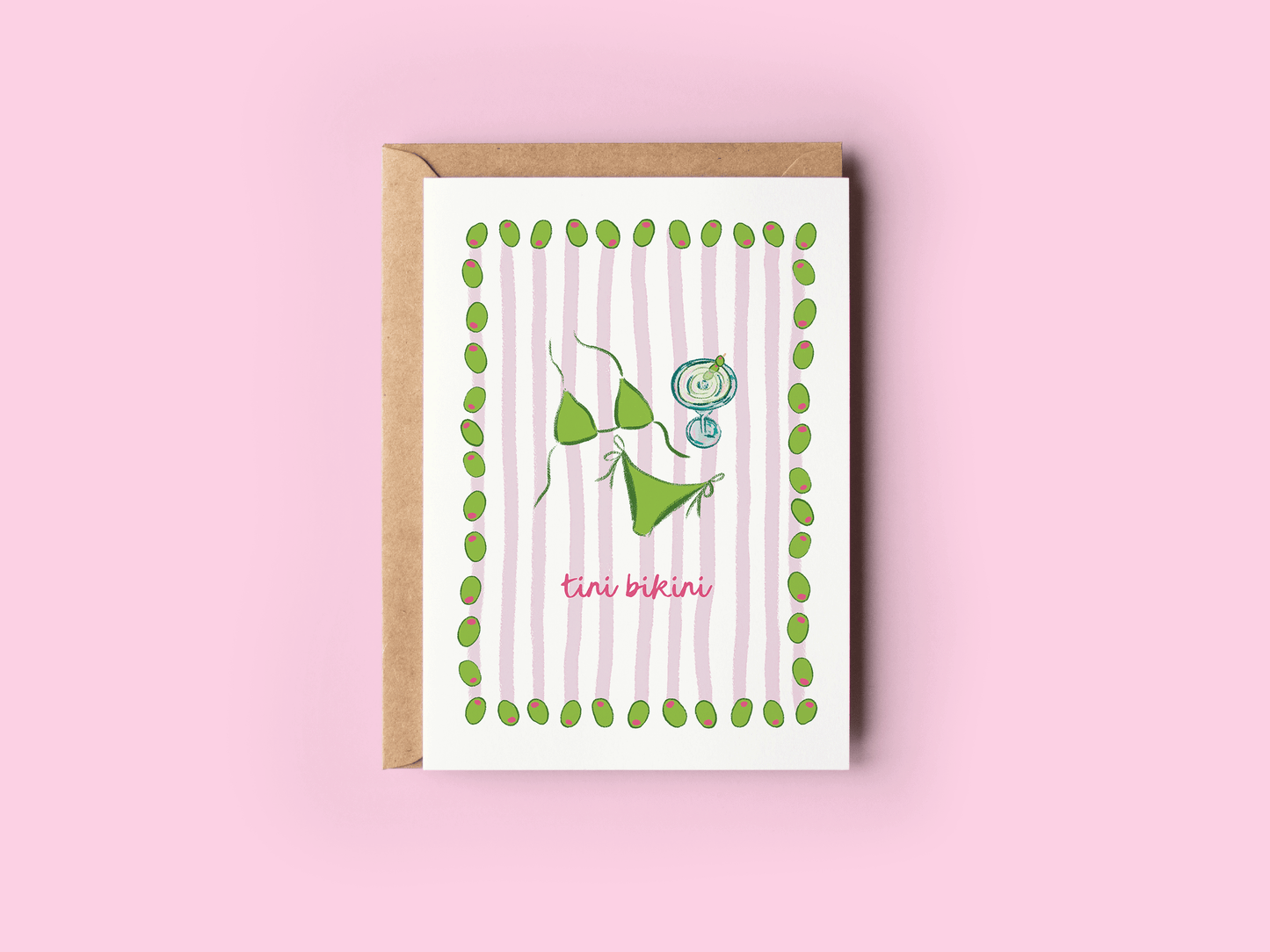 Tini Bikini Martini Summer Beach Coastal Greeting Card