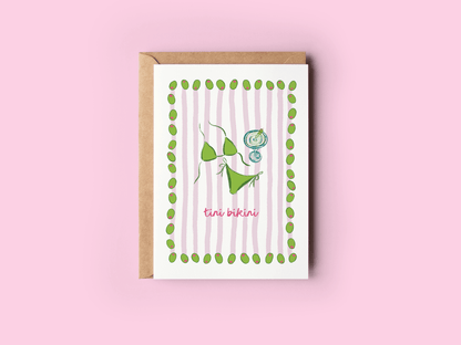 Tini Bikini Martini Summer Beach Coastal Greeting Card