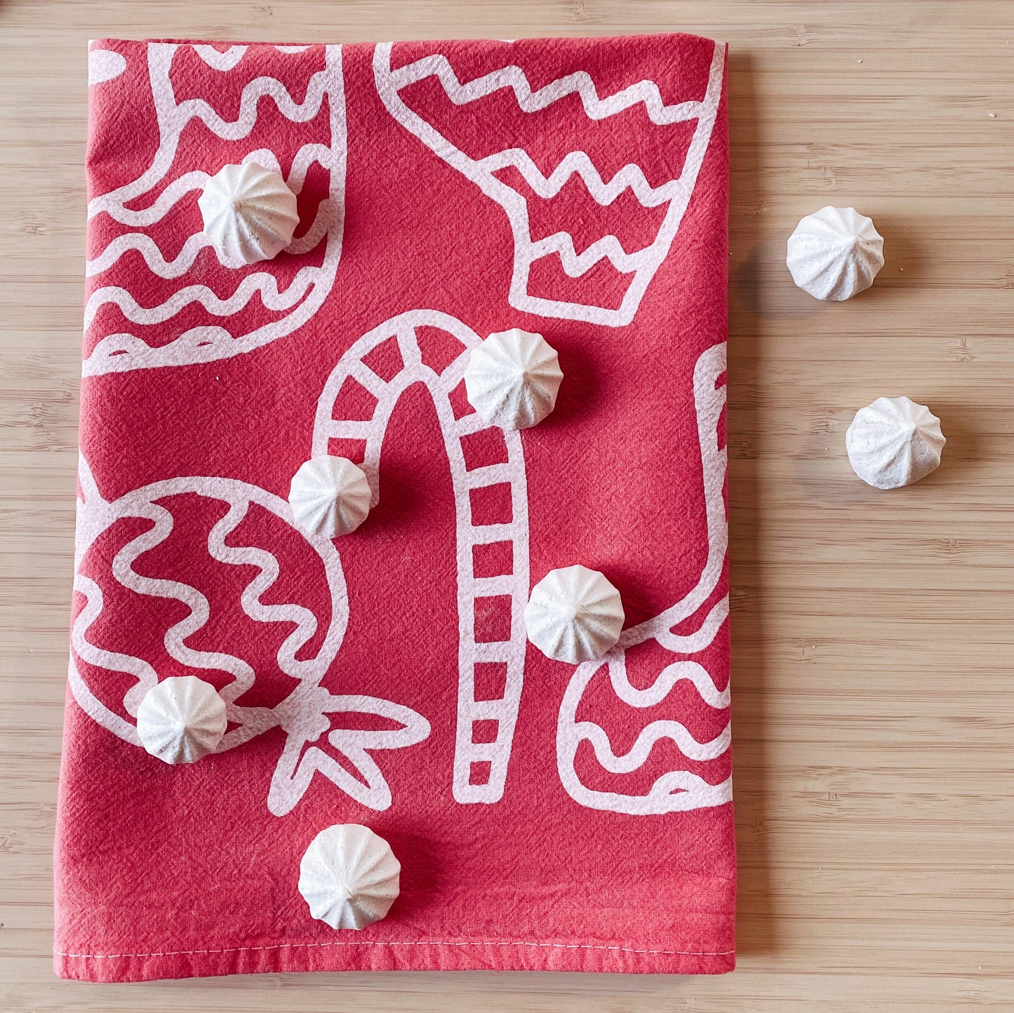 Holiday Stripe on Fuchsia Boho Christmas Tea Towel