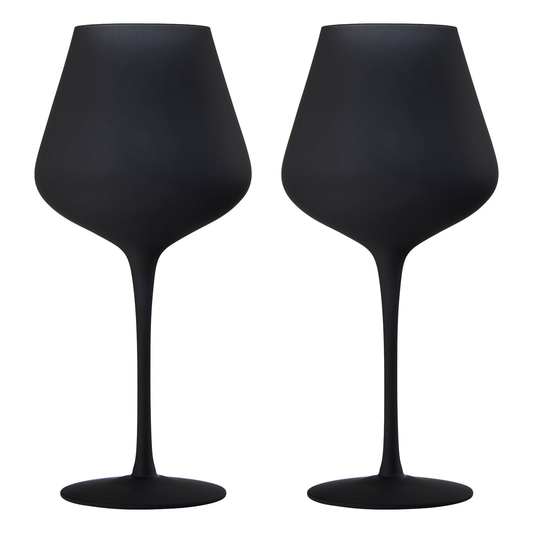 Matte Black Crystal Wine Glass: Set of 2