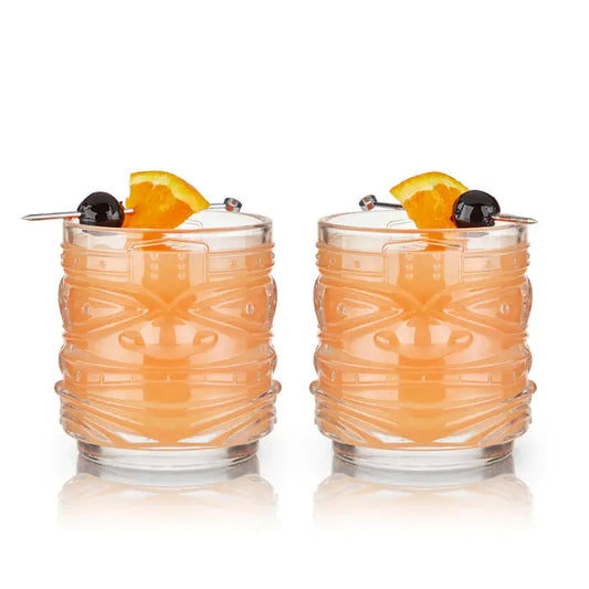 Pacific™ Stackable Crystal Tiki Cocktail Glasses: Set of 2