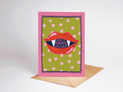Have a Fang-Tastic Punny Lips Halloween Greeting Card