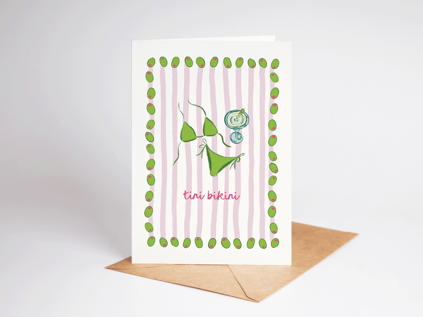 Tini Bikini Martini Summer Beach Coastal Greeting Card
