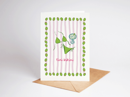Tini Bikini Martini Summer Beach Coastal Greeting Card