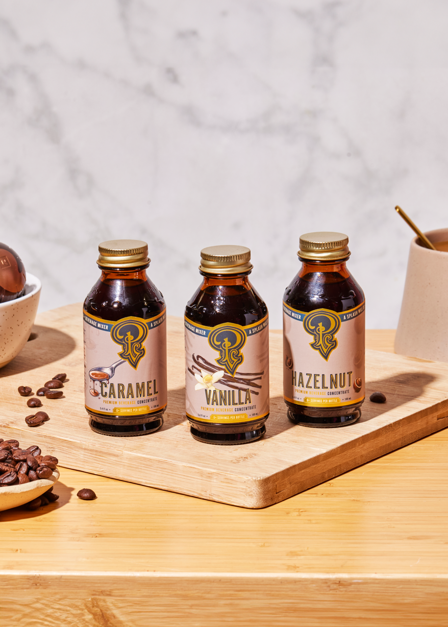 Coffee Syrups Gift Set: Vanilla, Hazelnut & Caramel