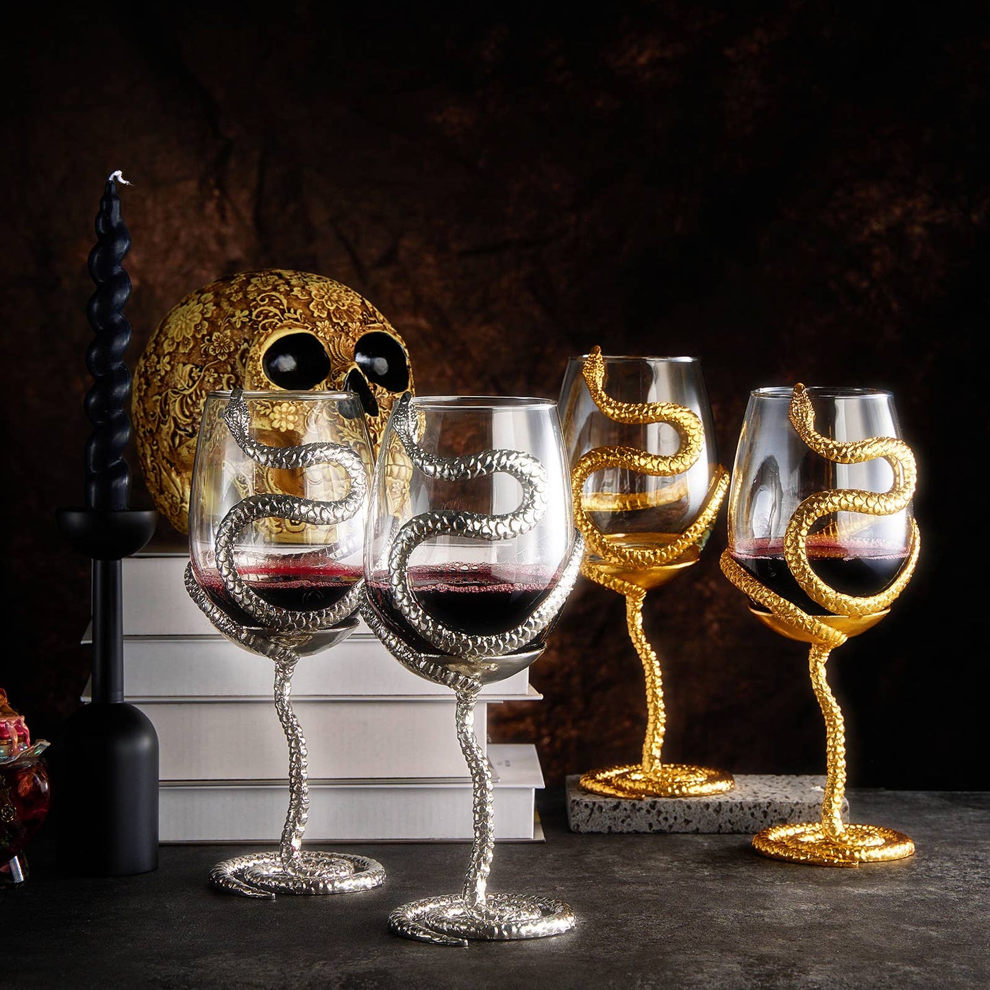 Stemmed Snake Wine Glass: Set of 2