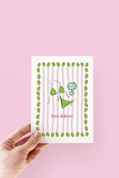 Tini Bikini Martini Summer Beach Coastal Greeting Card