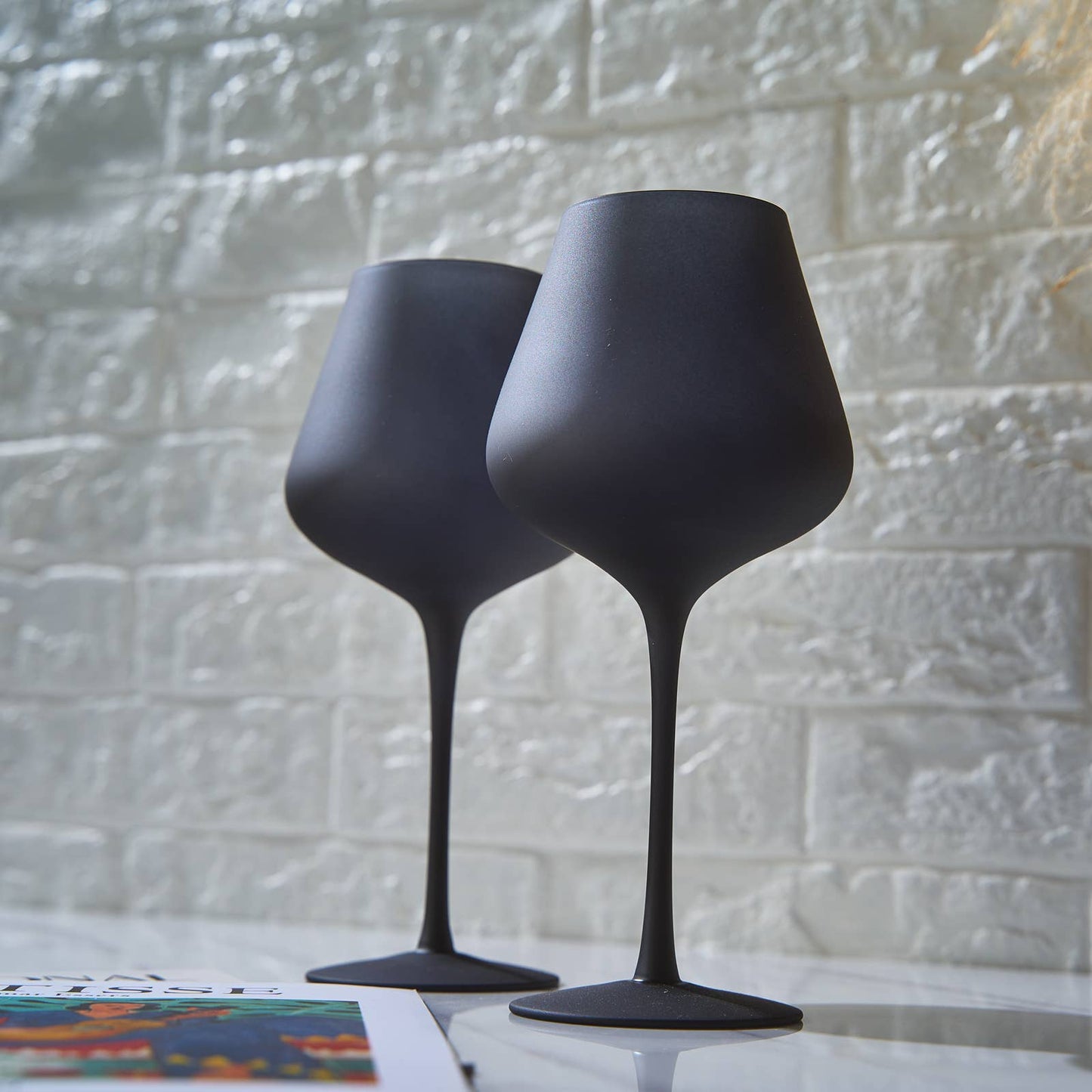 Matte Black Crystal Wine Glass: Set of 2