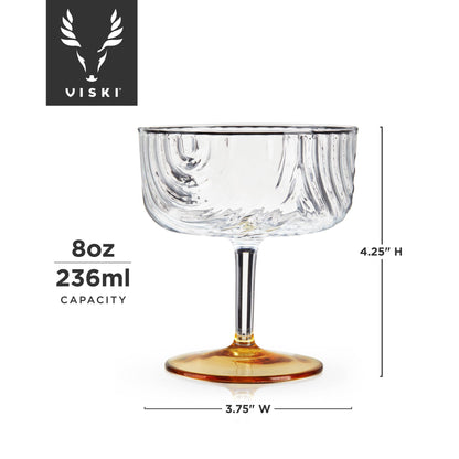 Deco Gatsby Gold-Plated Glass Coupes: Set of 2