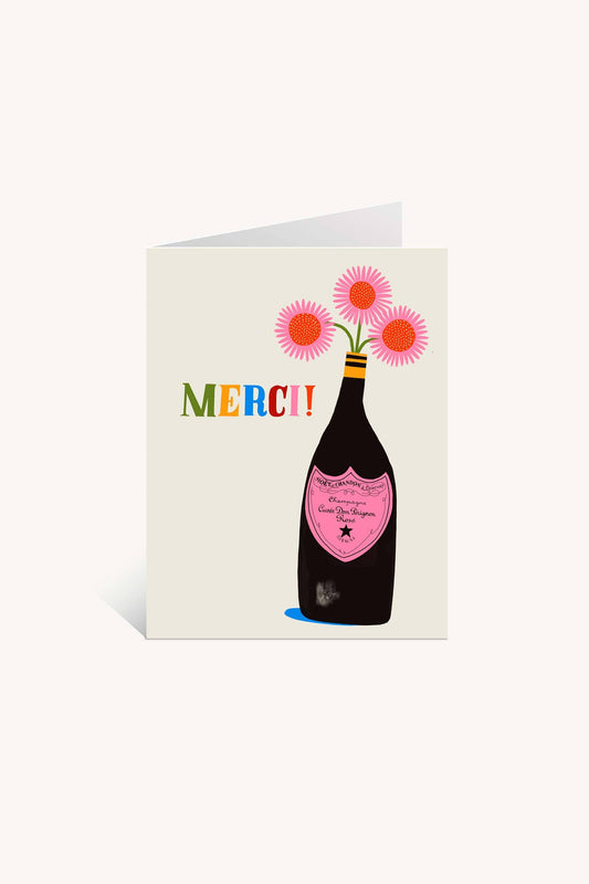 Merci Champagne Greeting Card