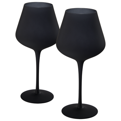 Matte Black Crystal Wine Glass: Set of 2