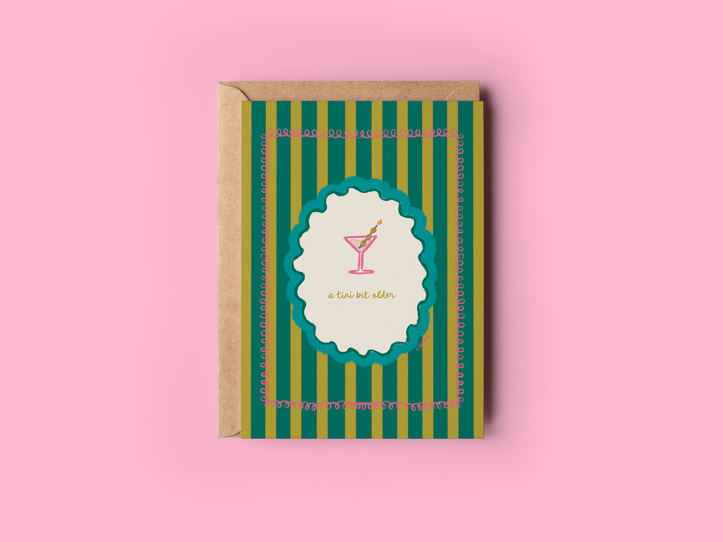 A Tini Bit Older Martini and Olives Birthday Greeting Card