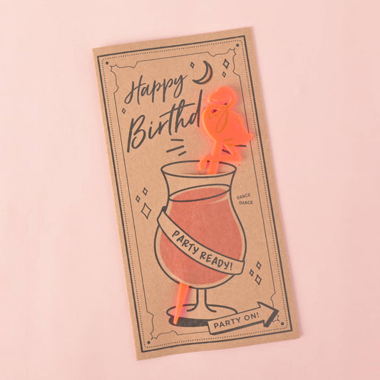 Happy Birthday, Party Ready, Stir Stick Card