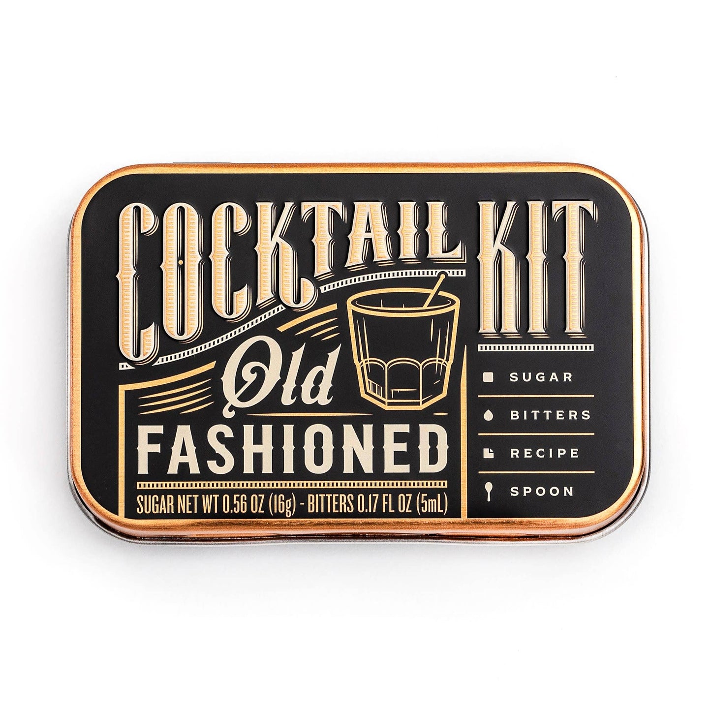 Cocktail kit packaging for an old fashioned cocktail on a white background