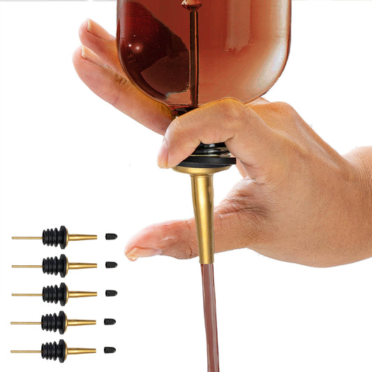 Pour Spouts - Set of 6 Bottle Pourers. Gold