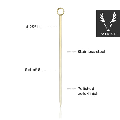 Belmont™ Reusable Gold-Plated Cocktail Picks: Set of 6